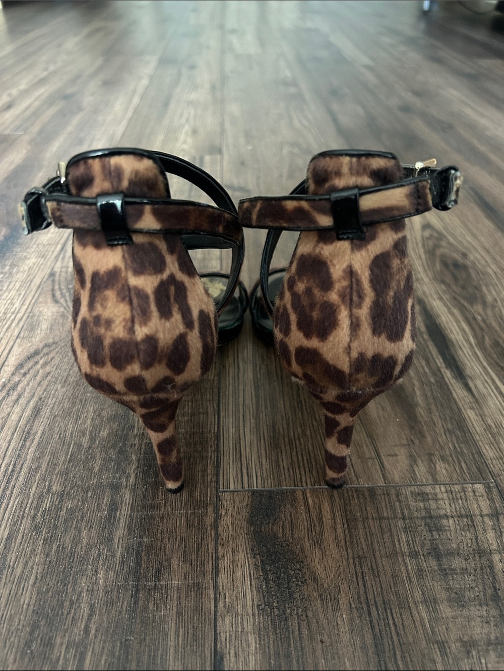 Nine West Mydebut Women’s 11 Leopard Calf Hair Strappy Stiletto Heels - Picture 5 of 9